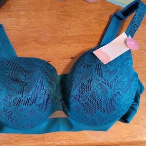 Cacique Turquoise Lace Underwire Bra